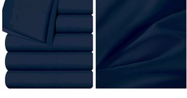 Navy Bedding Pack of 6 Flat Sheets Brushed Microfiber Hotel Quality - $70.99+