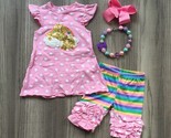 NEW Boutique Sequin Unicorn Girls Ruffle Tunic Outfit Set  - $8.50