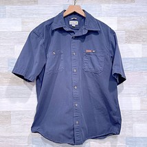 Carhartt Trade Short Sleeve Shirt Navy Blue Canvas Workwear 100149 Mens Large - $29.69