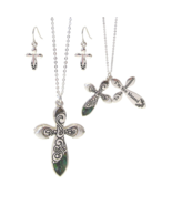 TOO BLESSED TO BE STRESSED Cross Pendant Necklace and Earrings Set White... - £11.16 GBP