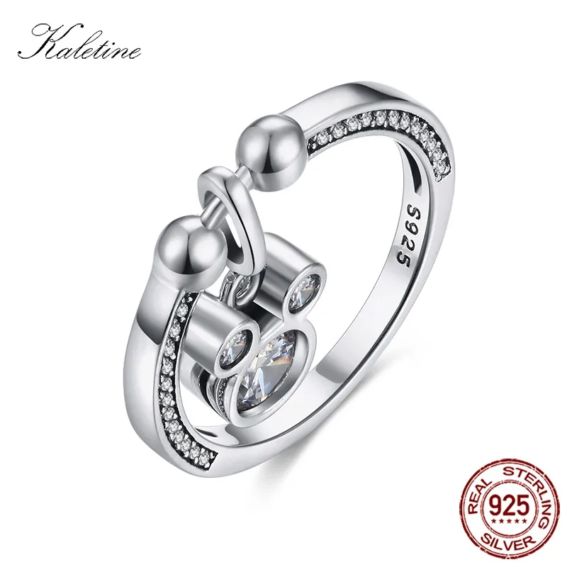 Cute Mickey Ring 925 Silver Sterling Rings For Women Mouse Pendant Charm CZ Fash - $25.60