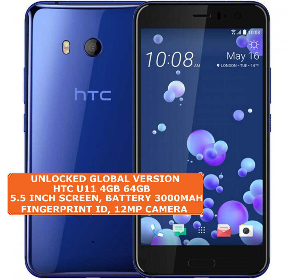 HTC U11 4gb 64gb Octa-Core 12mp Fingerprint Id 5.5" Android 9.0 LTE Smartphone - $258.08 - $273.73