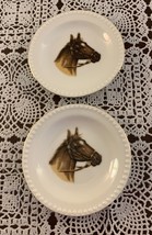 Set of Two Vintage Sonsco Japan Ceramic Brown Horse Trinket Dishes Plates 4 Inch - £10.27 GBP
