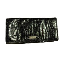 Cole Haan Black Patent Leather Crocodile Clutch Bag Purse Wallet - £47.17 GBP