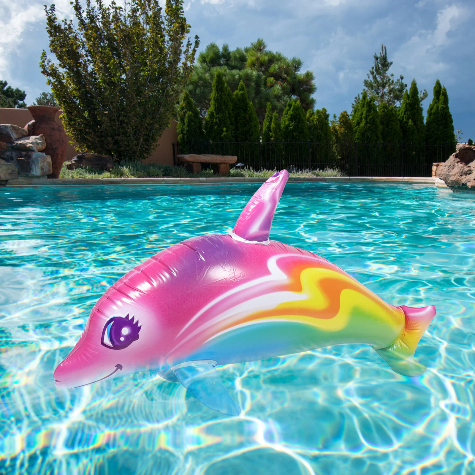 2 Pcs Inflatable Dolphin Toy Mermaid Toys Children for Kids Gifts Swimming Pool - £13.36 GBP