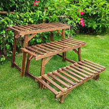 Large 3 Tier Step Plant Stand Wood Ladder Shelf Garden Display for Patio... - $667.12 MXN