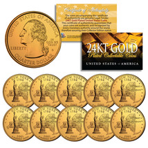 2001 New York State Quarters U.S. Mint Bu Coins 24K Gold Plated (Lot Of 10) - £14.61 GBP