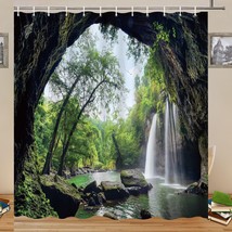 Waterfalls Landscape Shower Curtain 70x70 Inch Polyester - $873.22 MXN