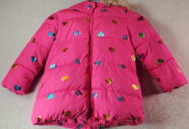 The Children&#39;s Place Jacket Girl Tall 5 Pink Heart Print Pockets Hooded ... - $12.64