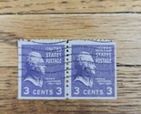 US Stamp Thomas Jefferson 3c Used Violet Strip of 2 - $1.23