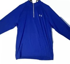 Under Armour 1/4 Zip Blue Mens Size Large Heat Gear Loose Casual School - £10.81 GBP