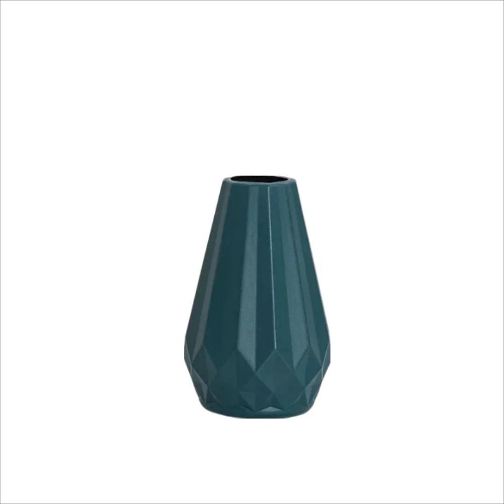 Diamond Shaped Flower Vase Fashion Imitation Ceramic Plastic Flower Dark... - $95.44 MXN
