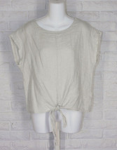 CHARLIE B Shirt Top Tie Front Short Dolman Sleeve Natural Linen NWT Small - £22.02 GBP