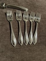 Set of 5 Oneida Arbor American Harmony Stainless Flatware Salad Forks 7&quot; USA - £10.86 GBP