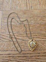 Vintage 1990s Gold Plated Clasp Adjustable Necklace 19&#39;&#39; Chain Heart Sha... - £14.93 GBP