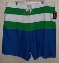 *Nwt Mens Joe Boxer Blue, Green &amp; White Board Shorts / Swim Trunks Size Xl - £14.85 GBP