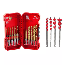 Shockwave Impact Duty Titanium Drill Bit Set With Speed Feed Auger Wood Drilling - £68.25 GBP