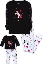 Leveret Girls&#39; Unicorn Matching Doll &amp; Pajamas Set, Black/White, 4years - £21.01 GBP