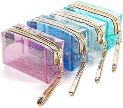 4Pcs Waterproof Cosmetic Bags PVC Transparent Zippered Toiletry Bag with Handle  - £25.98 GBP