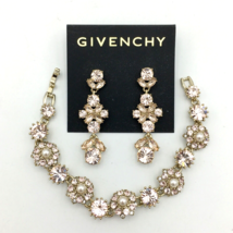 GIVENCHY pale pink crystal drop earrings & MARCHESA bracelet set - gold-tone - $40.00
