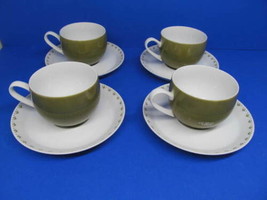 Mikasa Vintage Pivotal La Ronde Green Set Of 4 Cups And 4 Saucers VGC - £29.61 GBP