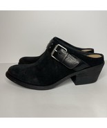 Sofft Women&#39;s 7.5 Black Suede Leather Heeled Slip on Mule Buckle Strap S... - $29.99