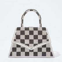 Checkerboard Patterns Crossbody Bags Women New Designer Chain Shiny Crystal Even - £82.62 GBP
