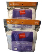 2x Womens NO SHOW White Cushioned Hanes Socks Shoe Size 5-9 / 6 Pairs Br... - £13.91 GBP