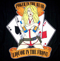 LIQUOR UP FRONT WALL BANNER WB215 flag biker girl poker - $6.64