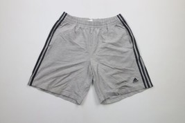 Vintage Adidas Mens Size Large Distressed Spell Out Striped Shorts Heather Gray - £27.22 GBP