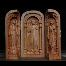 Portable Sagrada Familia Wood Carving - Holy Family Prayer Catholic Altar - $49.00+