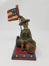 Scarecrow Figurine American Flag Pumpkin Leemen - $13.57