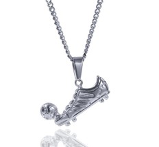 Men Hip hop Football Shoes Soccer Pendant Necklaces fashion Stainless Steel male - £14.10 GBP