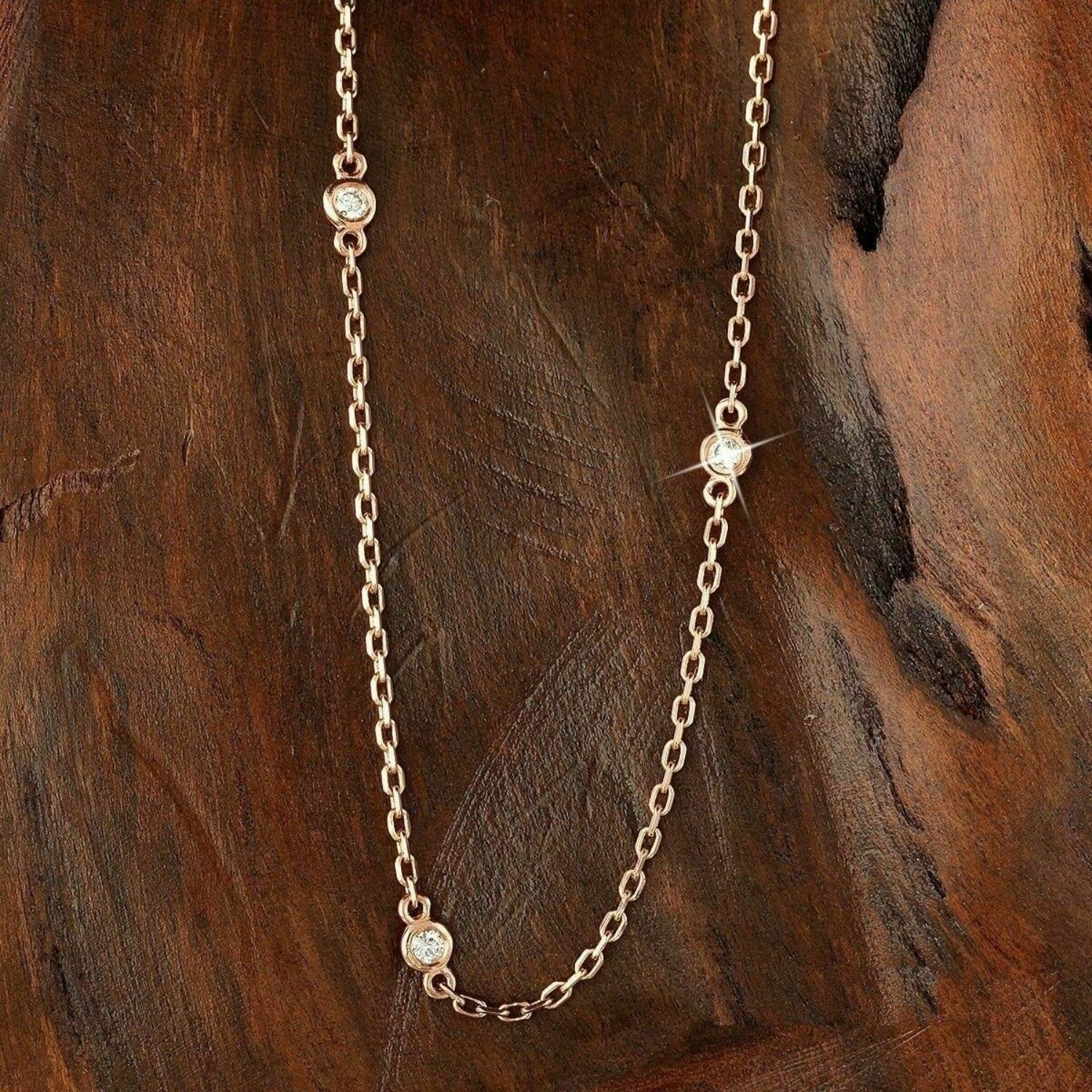 Primary image for White Diamond Alternatives By the Yard Stations Necklace 14k Rose Gold Over 925