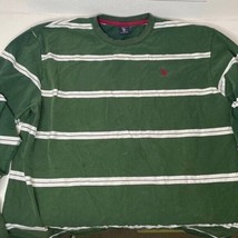 US Polo Assn Crewneck Long Sleeve Shirt Green White Striped 100% Cotton ... - £27.49 GBP