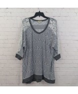 One World Sweater Womens XL Gray Striped 3/4 Sleeve V Neck Tunic Casual ... - $379.94 MXN