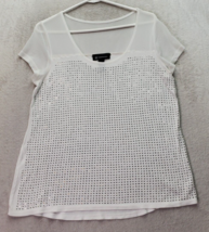 INC International Concepts T Shirt Top Women&#39;s Large White Rhinestone Ro... - £12.35 GBP