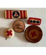 Lot of 4 WWI to WWII Era American Red Cross Volunteer  Pin Home Front Pins - $25.73