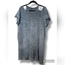 Torrid Mini Fleece Grey Acid Wash Cold Shoulder Sweatshirt Material Dres... - £22.71 GBP