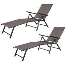 2Pcs Pool Chaise Lounge Chair Recliner Outdoor Patio Furniture Adjustable New - £185.86 GBP