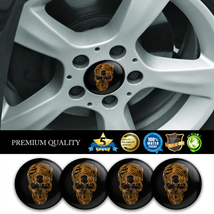 4 x 42 mm Domed  by Skull Decal Sticker for Rims - Wheel Caps - Wheel Center Hub - £11.11 GBP