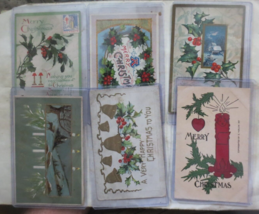 6 Vintage early 1900s Christmas Xmas Postcards lot postmarked 1907-1922 - £14.54 GBP