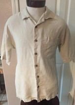 Tommy Bahama Tan 100% Silk Button Up Shirt Men&#39;s L - £15.75 GBP