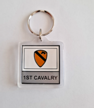 U.S. Army 1st Cavalry Flag Military Key Chain 2 Sided 1 1/2&quot; Plastic Key... - $4.95