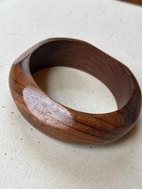 Brown Heavily Grained Wood Wooden Bangle Bracelet  – 2.5 inches across i... - $11.29
