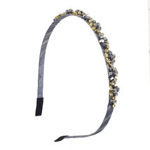 Thin Headband w/Rhinestones Beads  Metal Hairband Stylish Headband - Silver - $14.00