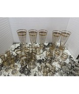 Vintage Set of 27pc Cordials - liqueur Gold Trim glass set - $78.57 CAD