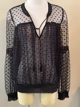 Denim Supply Ralph Lauren Womens Blouse Black Dots Tulle Elastic Waist T... - $469.80 MXN
