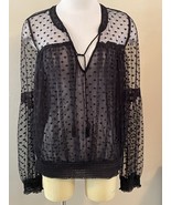 Denim Supply Ralph Lauren Womens Blouse Black Dots Tulle Elastic Waist T... - $466.73 MXN