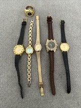 Lot of 5 Gold Tone Women's Watches Waltham Guess Watch Ring Estate Finds EG - £19.78 GBP